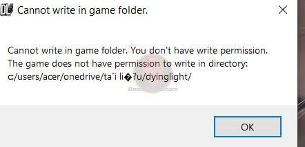 Khắc phục lỗi Cannot write in game folder